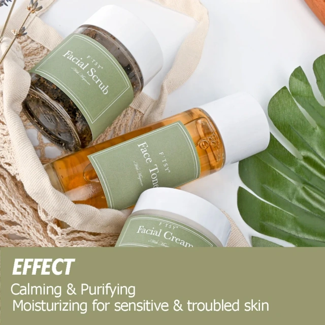 Herbal Mugwort Anti Aging Brightening Kit Mugwort Face Toner Cream Scrub Series Skin Care Set