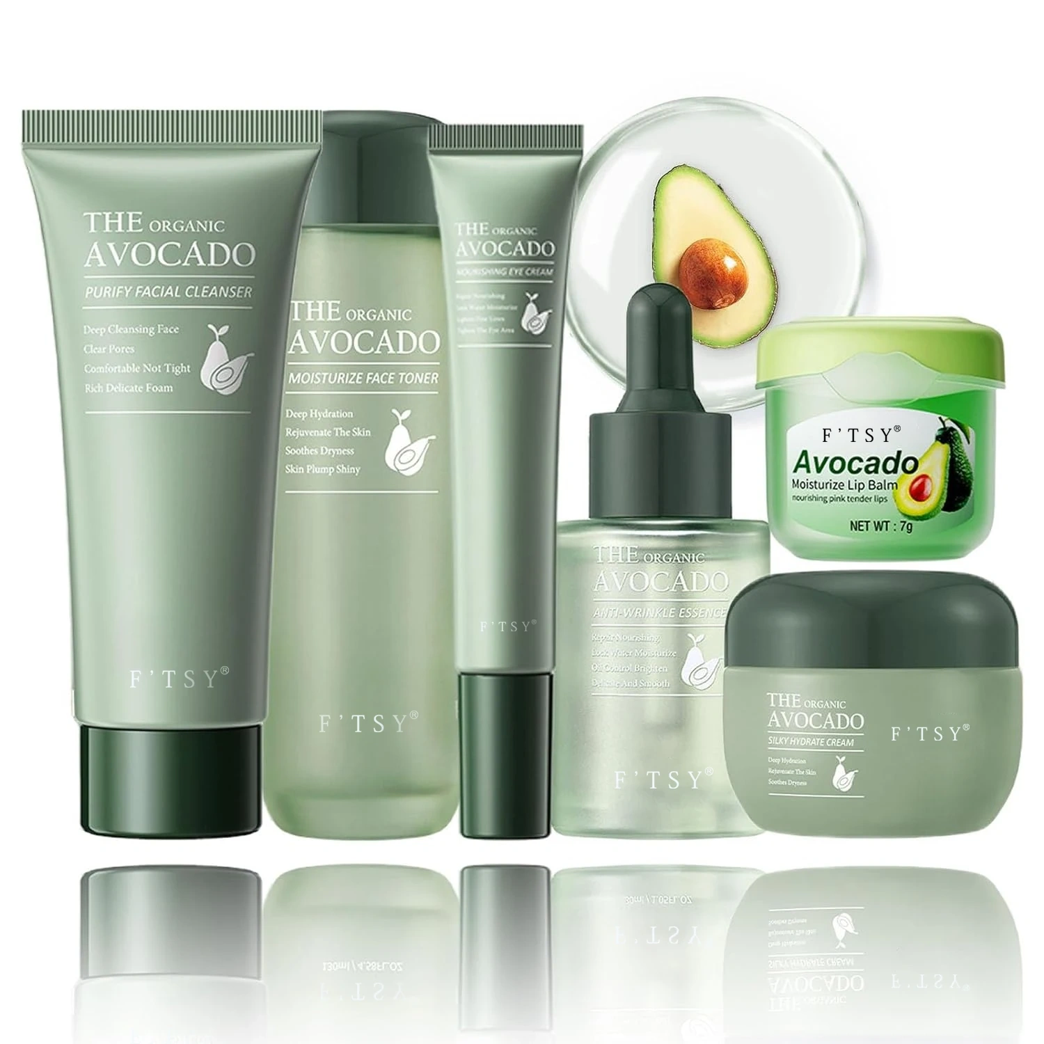 Private Label Organic Avocado Acne Treatment Vitamin C Lightening Cream Brightening Anti Aging Repairing Korean Skin Care Set