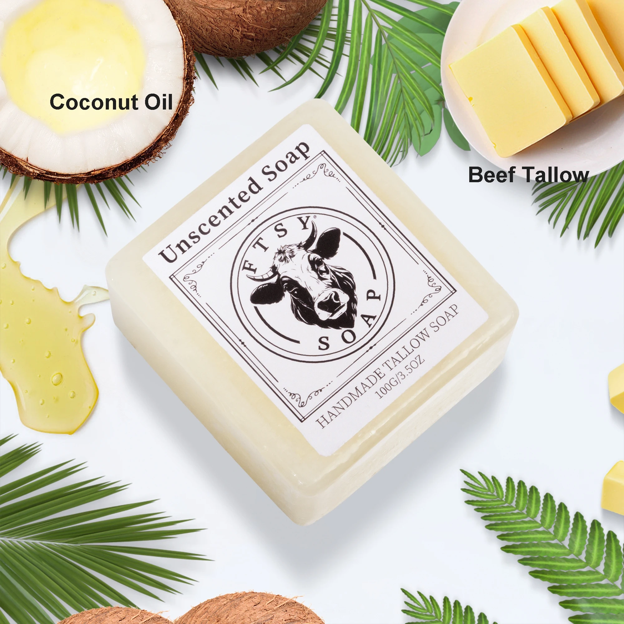 Unscented Beef Tallow Soap