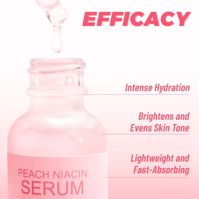 Peach 77% Niacinamide Serum for Uneven Skin Tone，Hydrating Brightening