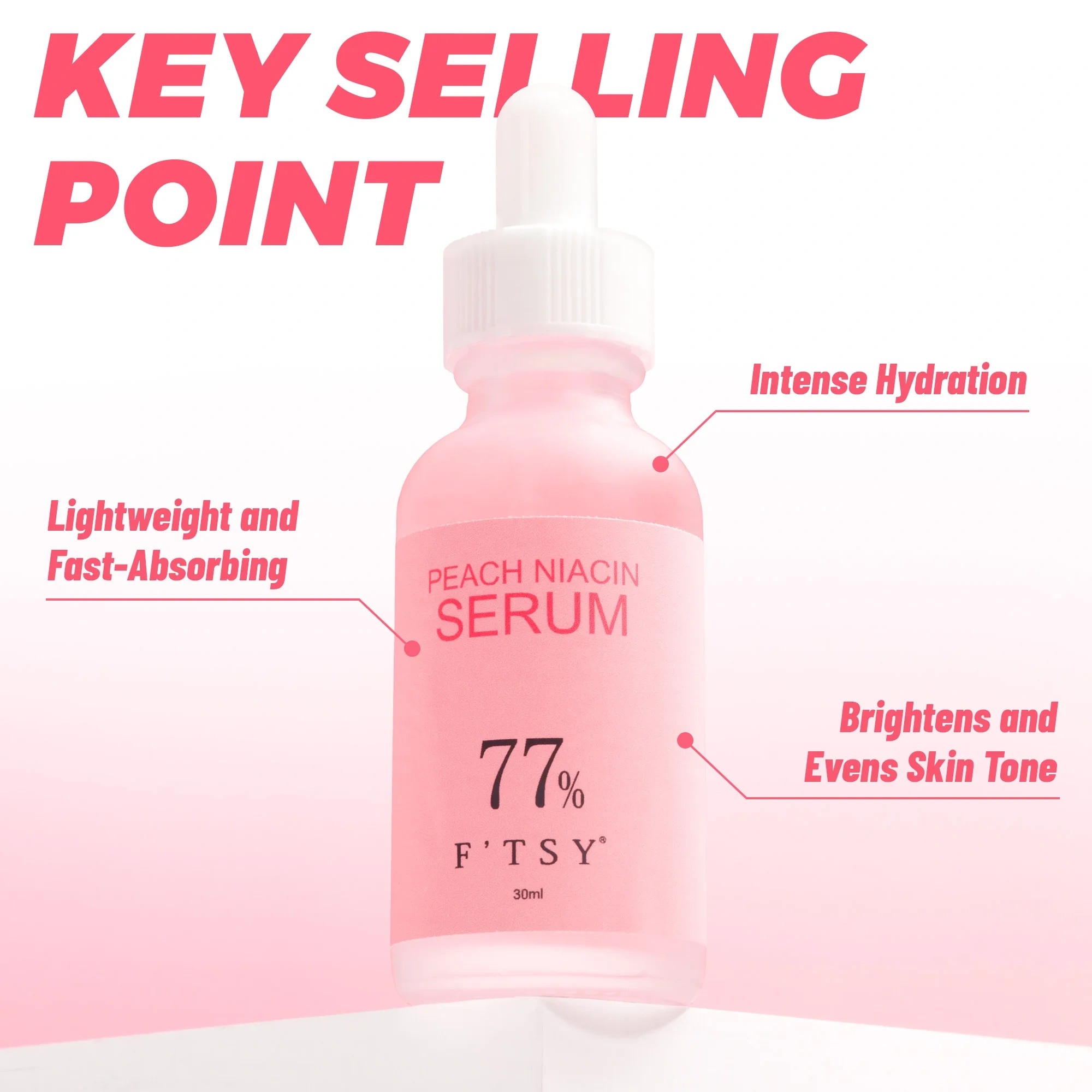 Peach 77% Niacinamide Serum for Uneven Skin Tone，Hydrating Brightening