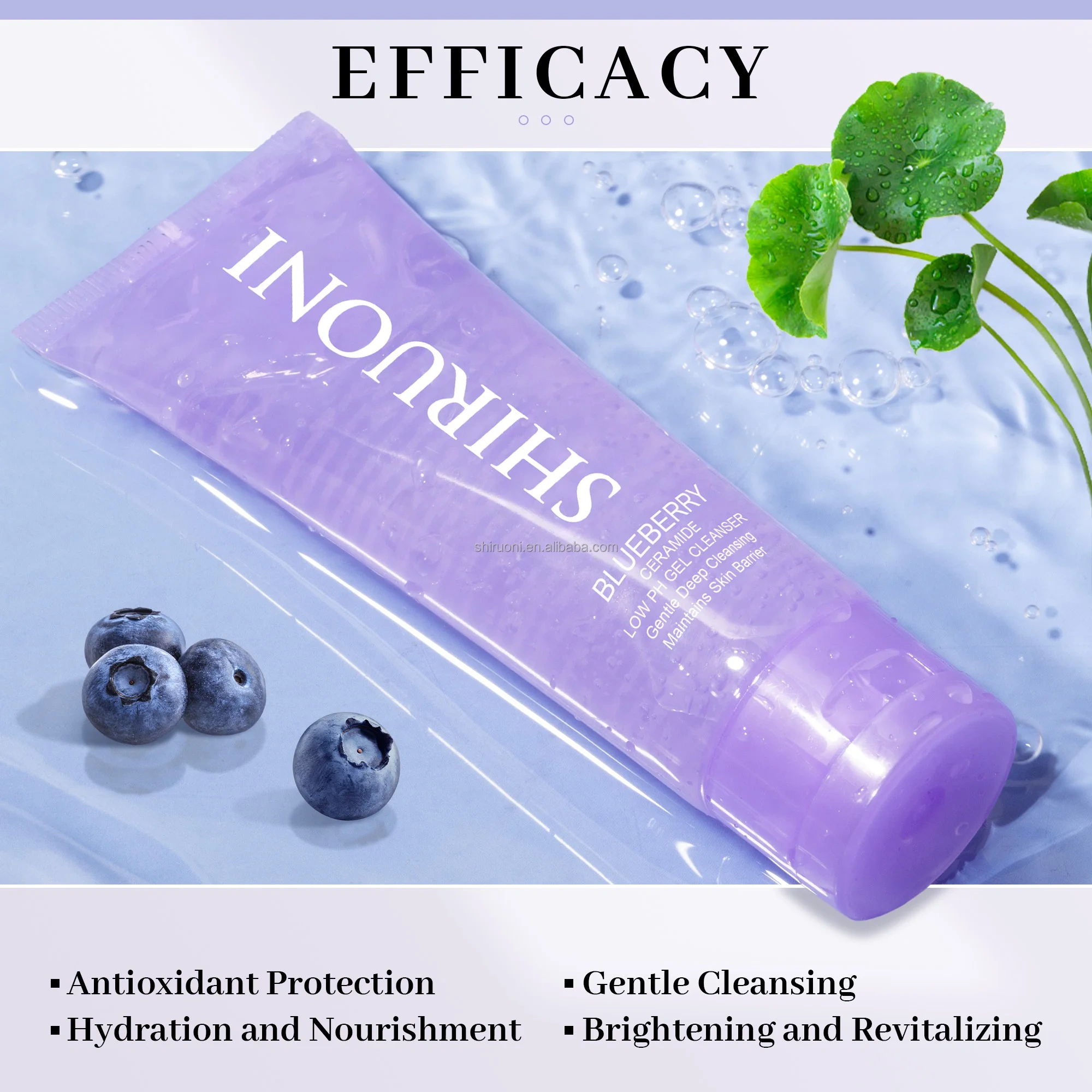 Blueberry Ceramide Gentle Cleanser Gel, Low pH