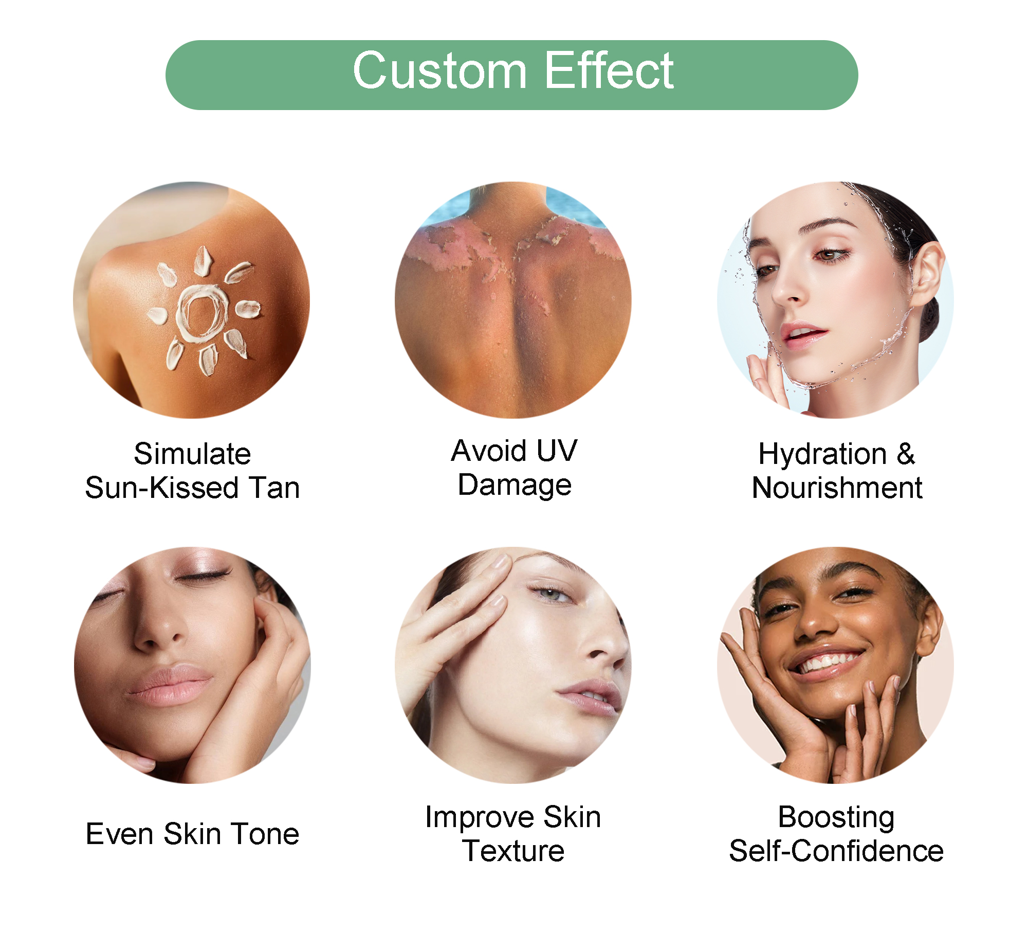 At SHIRUONI, we offer full OEM/ODM services for tanning products, specializing in the customization of self-tanning lotions, creams, sprays, oils, mousses, gels, drops, and powders.  Clients can fully customize the shade (from light glow to deep bronze), formula type (gradual tan, instant tan, shimmer, etc.), fragrance, and active ingredients (DHA, erythrulose, botanical extracts, etc.) to meet diverse market demands.  We also provide complete customization of packaging — bottles, pumps, tubes, pouches — with private label logo printing and support for small to bulk orders.  Whether you want a vegan tanning mousse or a tropical-scented tanning oil, our R&D team helps bring your vision to life with professional-grade formulations.