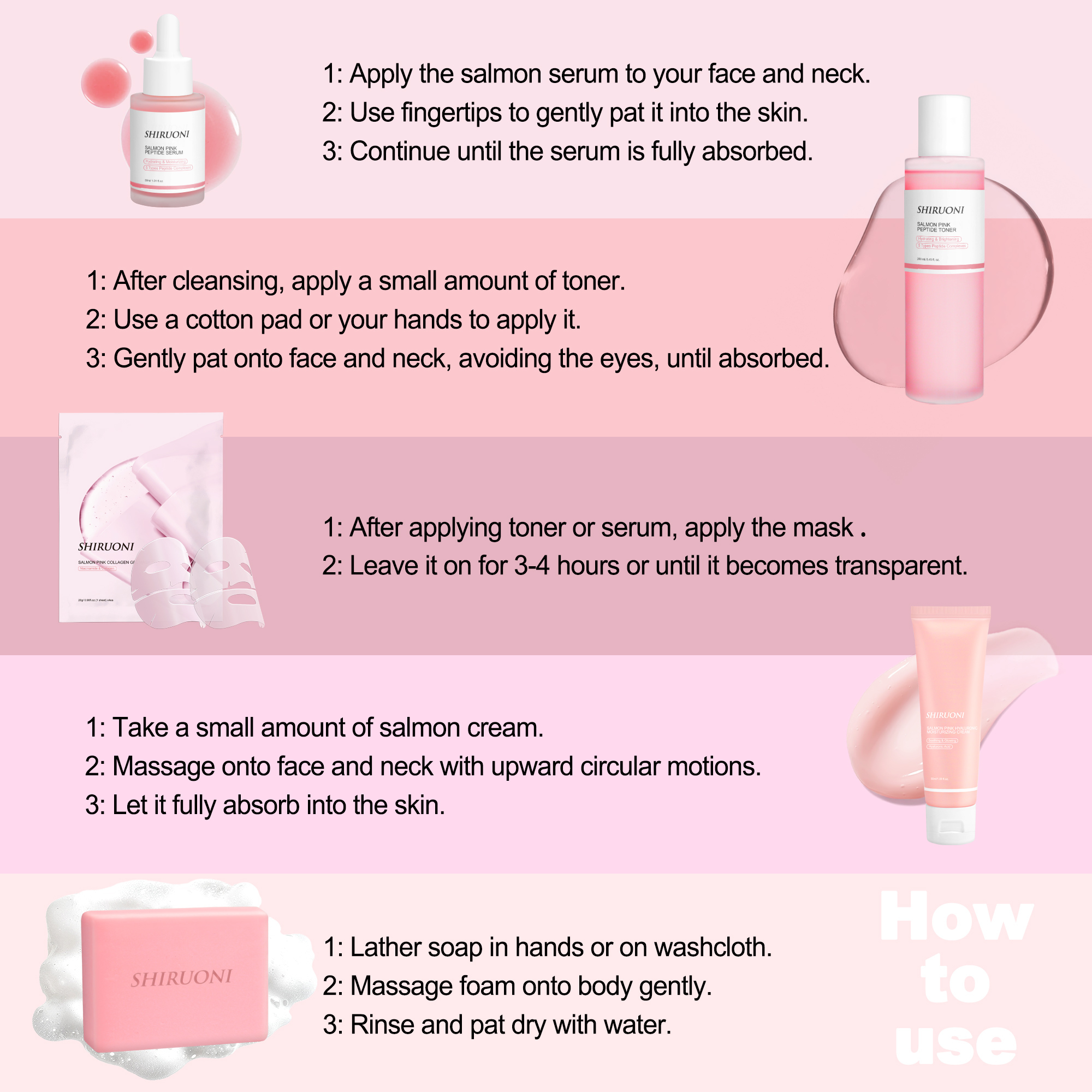 Salmon PDRN Pink Peptide Skin Care Set, Firming Moisturizing Hydrating