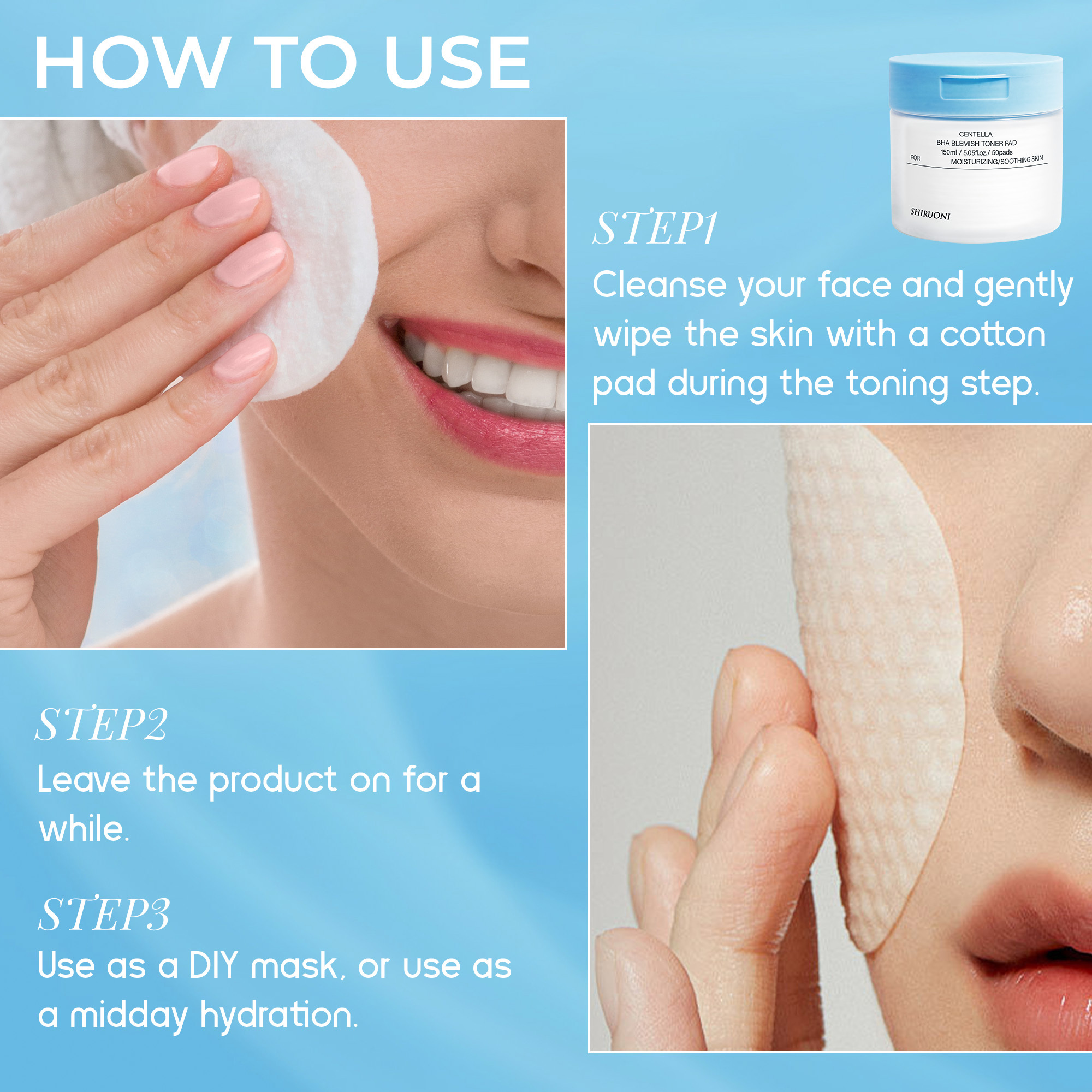 Centella BHA Blemish Toner Pads, Soothing & Exfoliating