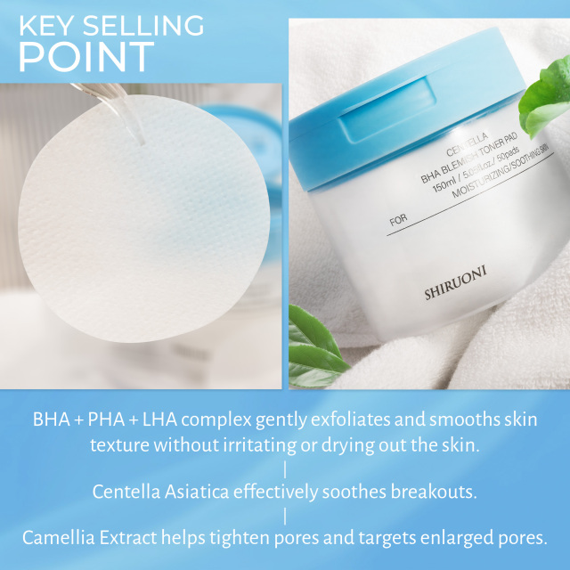Centella BHA Blemish Toner Pads, Soothing & Exfoliating