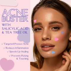 Key Selling Points

Adorable Fun Shapes: Heart, star, and cloud designs in vibrant colors make skincare fun and stylish.

Targeted Acne Protection: Shields blemishes while reducing irritation.

Reduces Redness & Speeds Healing: Combines Salicylic Acid and Tea Tree Oil for faster results.

Gentle & Discreet: Soft hydrocolloid technology absorbs impurities and blends well on skin.

OEM & Private Label Services: Customizable shapes, colors, ingredients, and packaging.