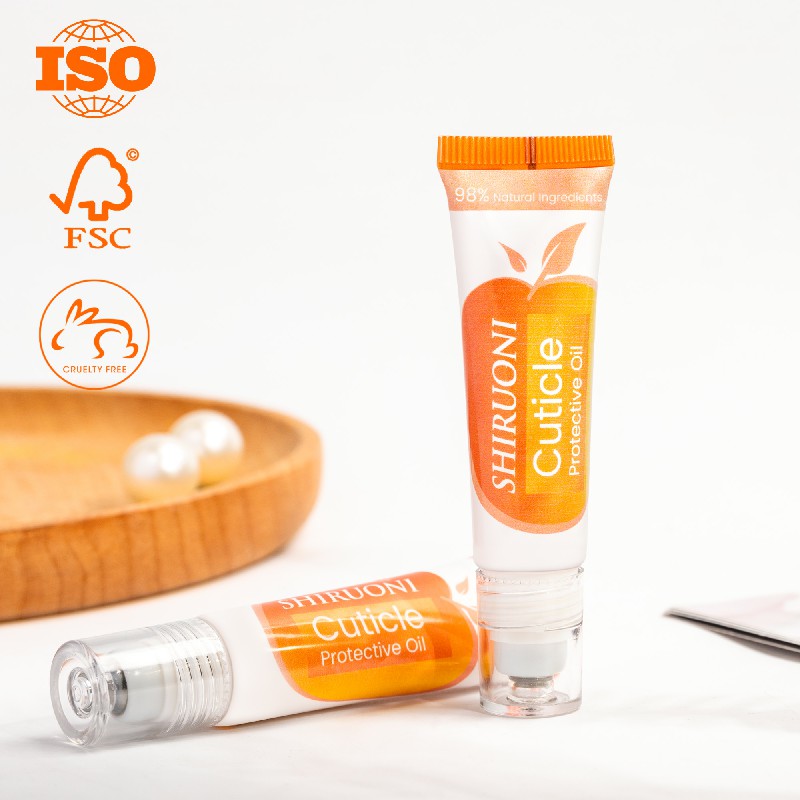 This natural cuticle oil blends almond oil, jojoba seed oil, and vitamin E to moisturize, nourish, and repair dry or damaged cuticles. Features a built-in massage tip for easy application. Ideal for daily use. OEM & private label available.