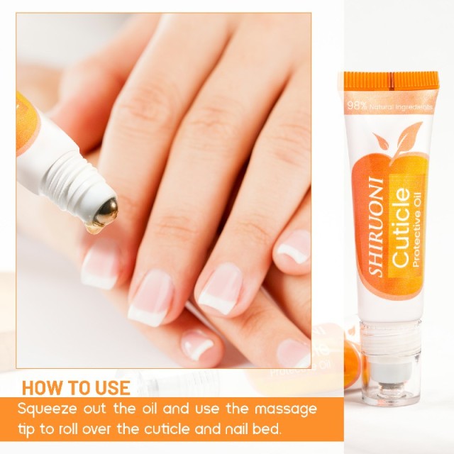 How to Use

Clean hands and nails thoroughly.

Squeeze a small amount of oil through the massage tip.

Roll directly onto cuticles and nail bed.

Massage gently until fully absorbed.

Apply daily for best results.