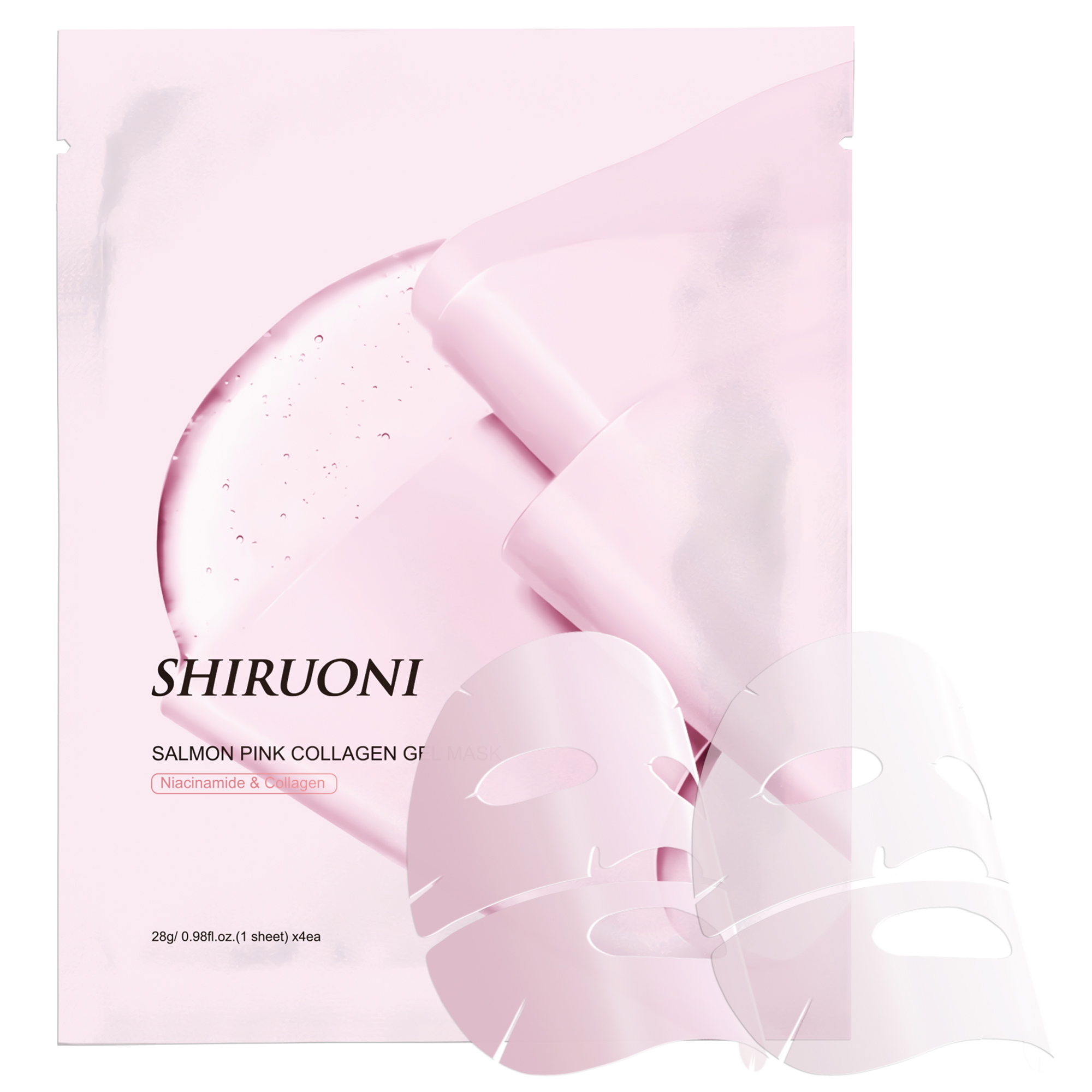 Salmon Collagen Gel Sheet Mask (28g x 4) Color-changing technology | Intense Hydration | Collagen Boost Apply after toner/serum, wear for 3&ndash;4 hours or until transparent for max absorption.