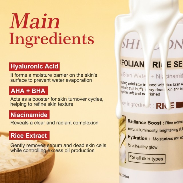 Exfoliant Rice Serum, Niacinamide & AHA BHA