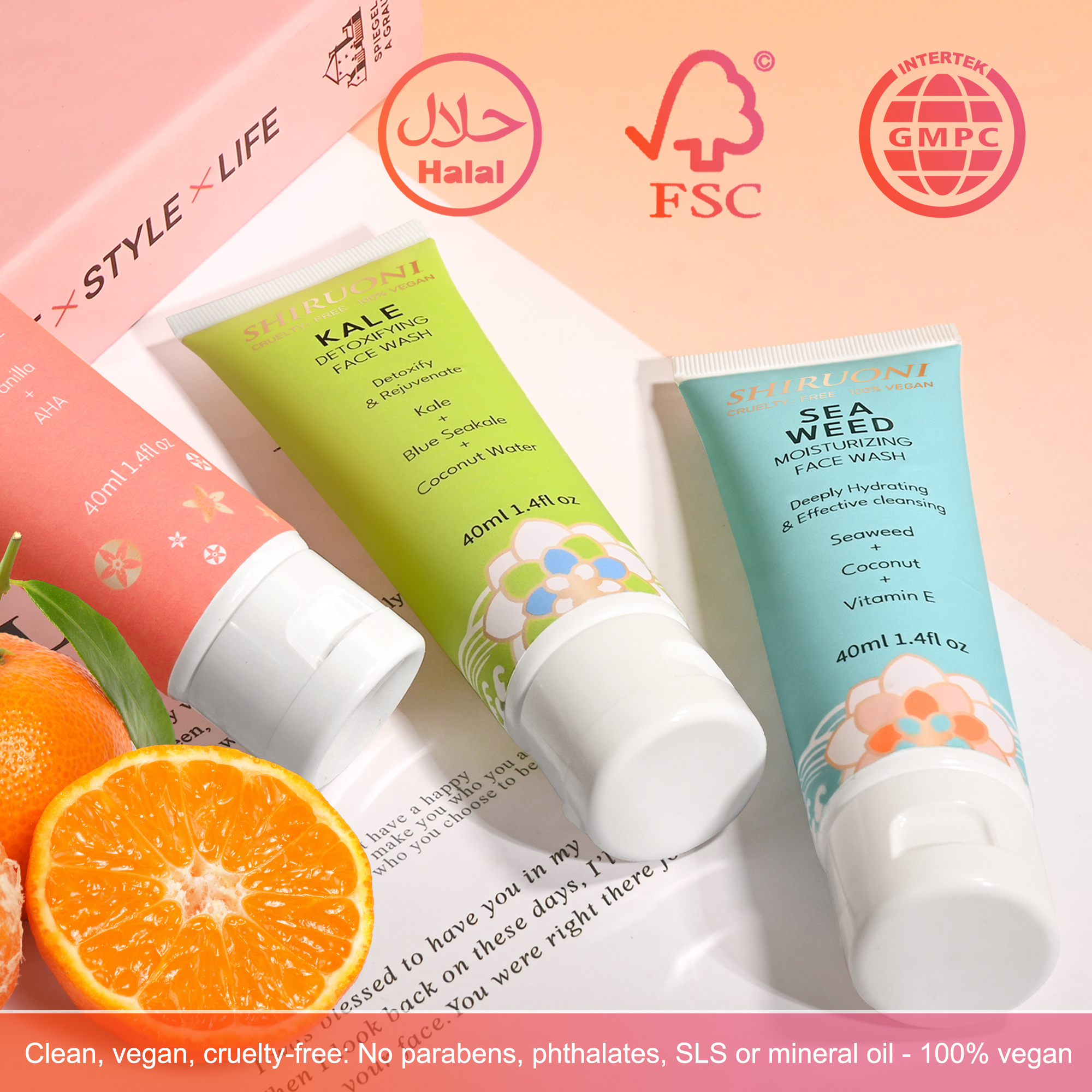 Facial Cleanser Set, Vitamin C & Kale & Seaweed