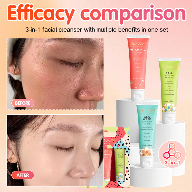 Facial Cleanser Set, Vitamin C & Kale & Seaweed