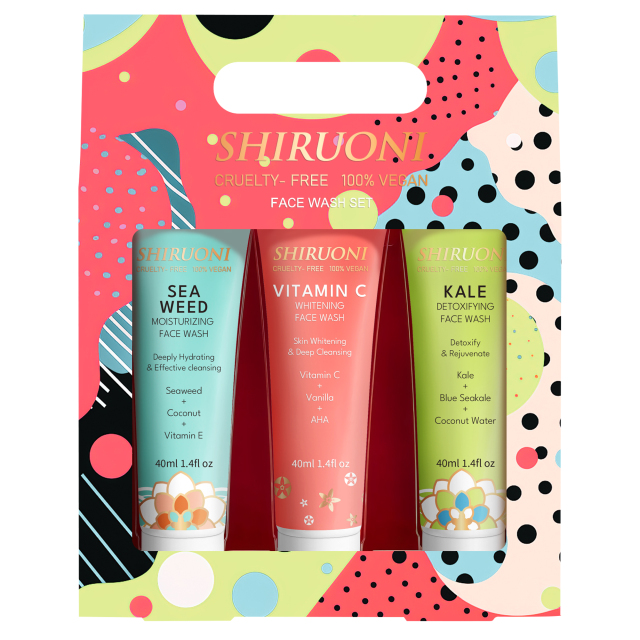 Facial Cleanser Set, Vitamin C & Kale & Seaweed