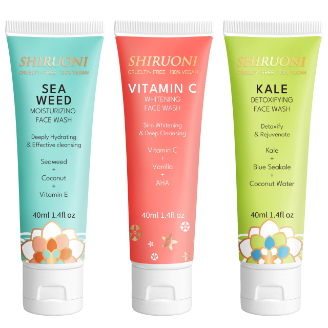 Facial Cleanser Set, Vitamin C & Kale & Seaweed