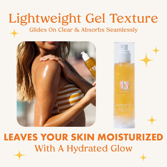 Body Glow Shimmer Sunscreen Gel, Glod & Amber