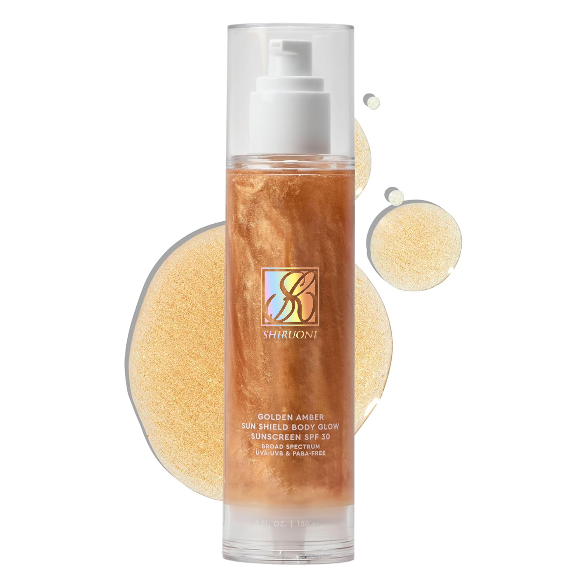 Body Glow Shimmer Sunscreen Gel, Glod & Amber