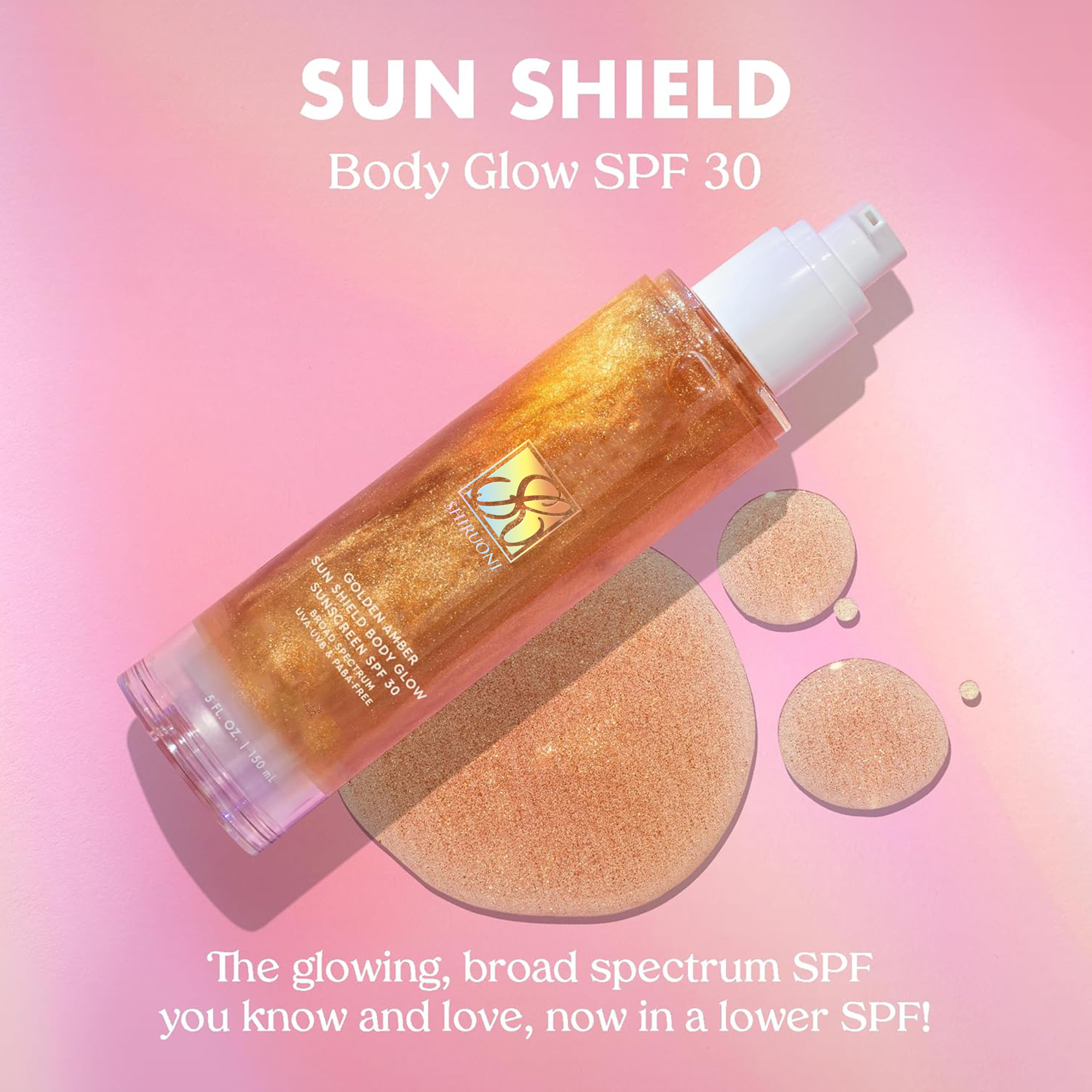 Body Glow Shimmer Sunscreen Gel, Glod & Amber