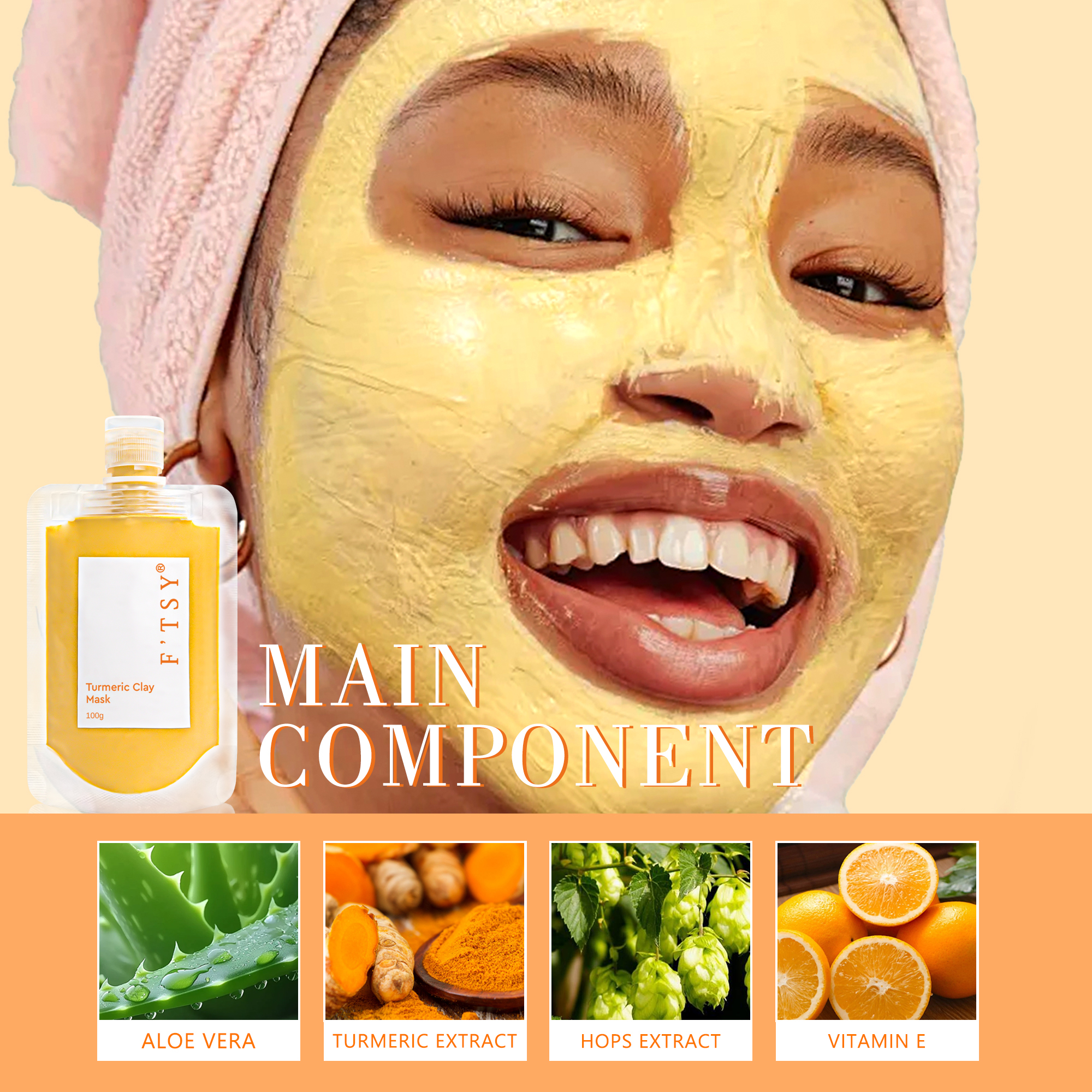 Turmeric Clay Mask, Soothing & Anti-acne