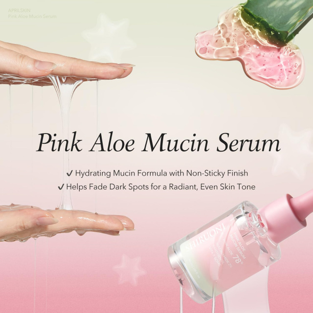 Pink Aloe Mucin Serum, Hydrating & Brightening
