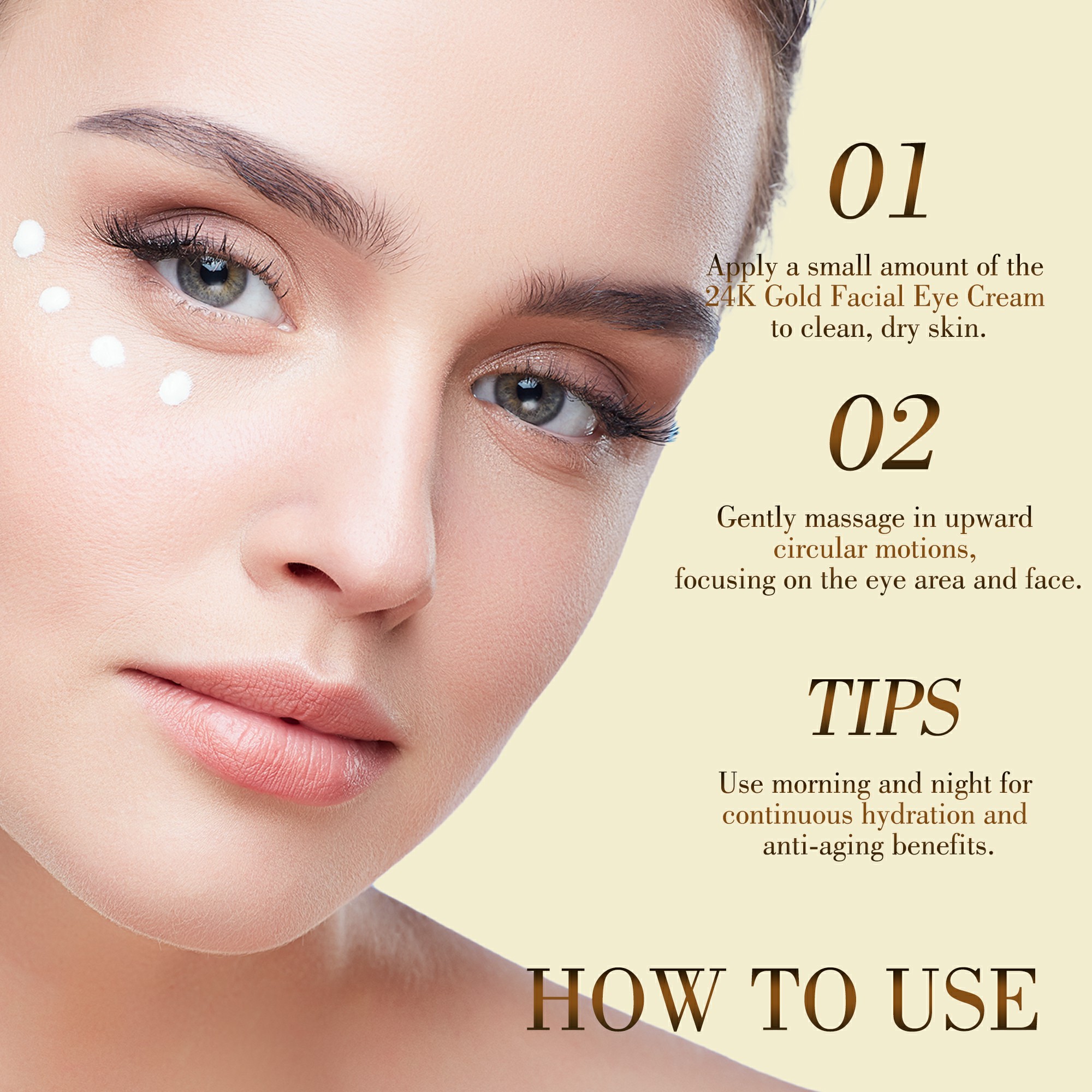 How to Apply 24K Gold Collagen Peptide Eye Cream