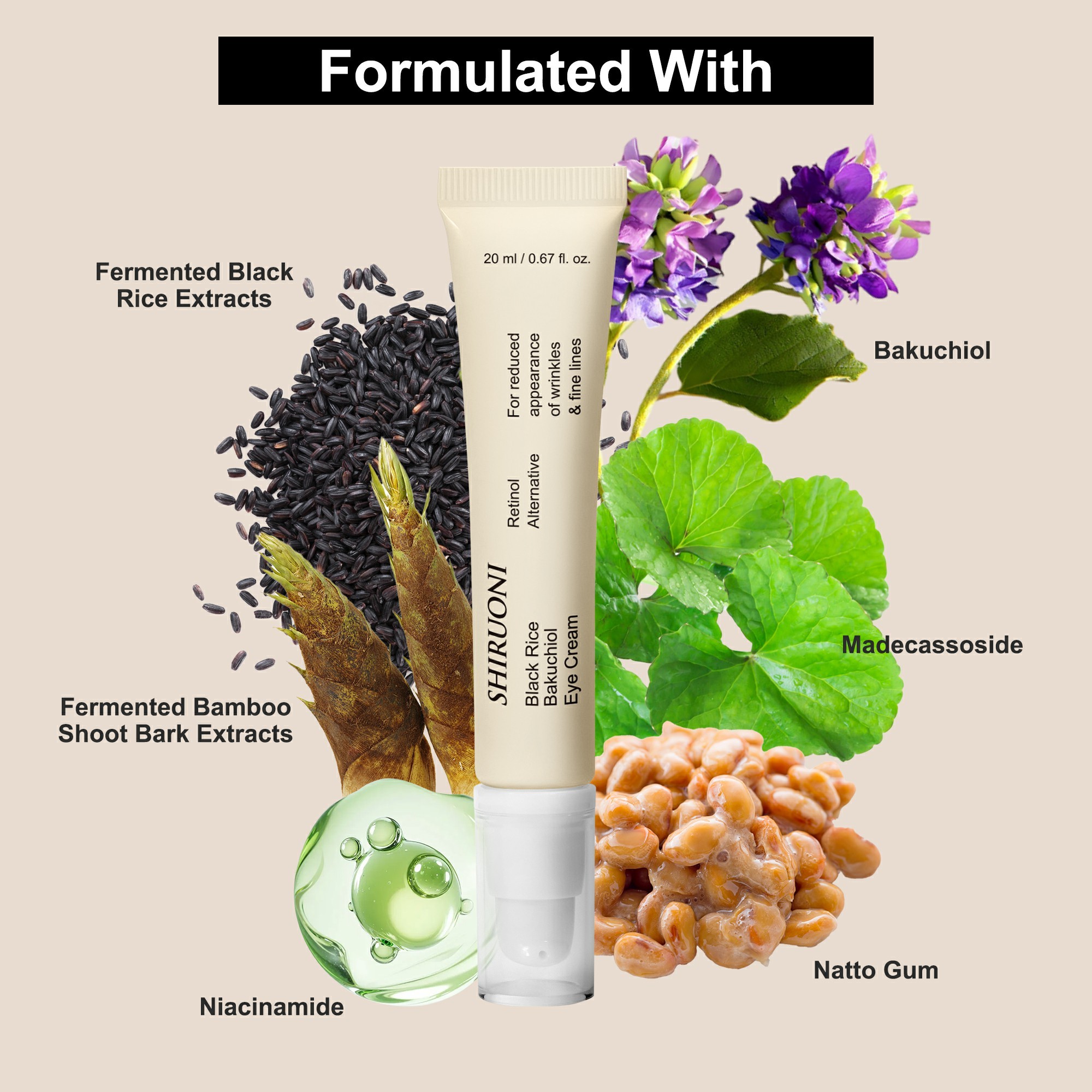 Fermented Black Rice Bakuchiol Anti-Aging Eye Cream Ingredients