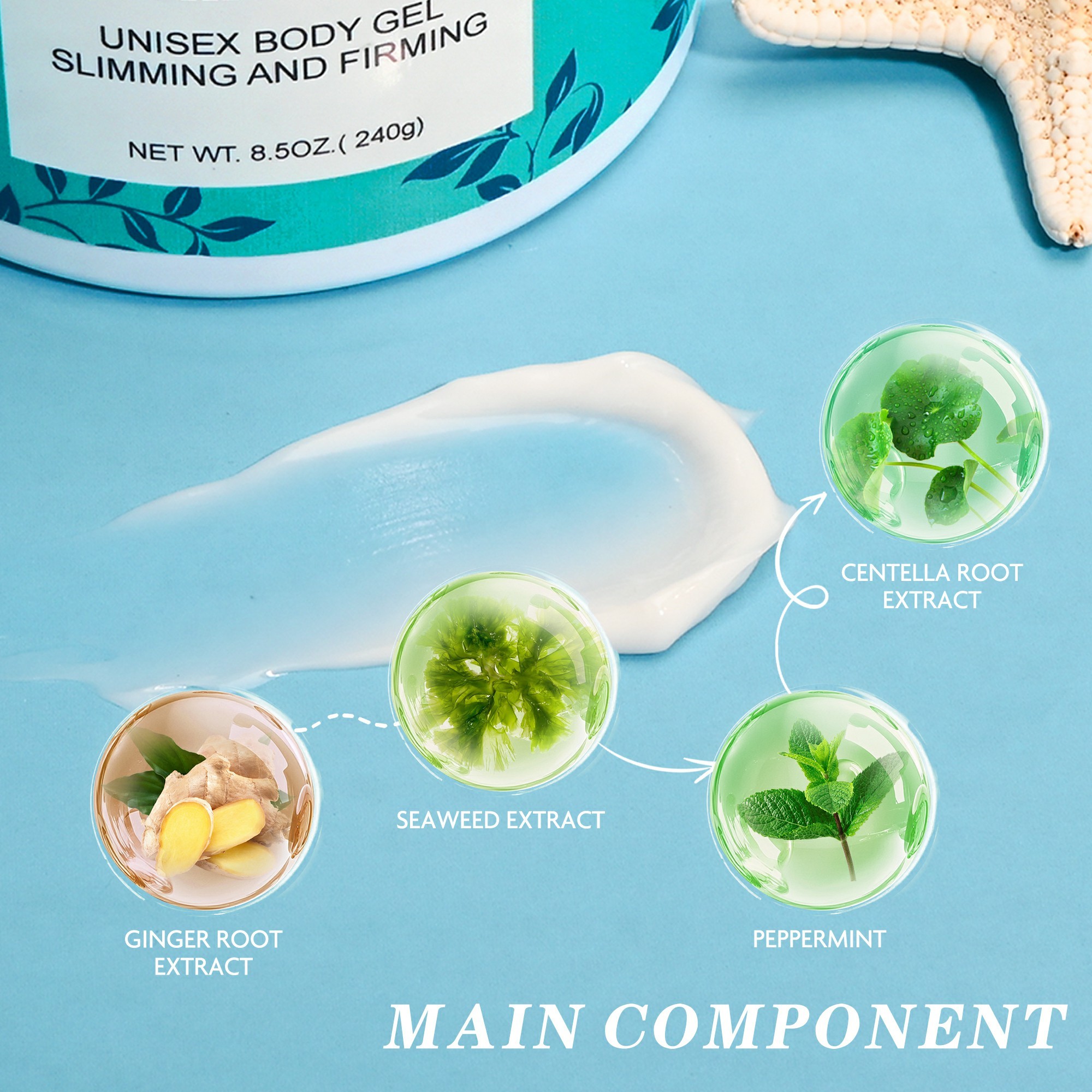 Private label belly skin tightening cream with ginger & seaweed