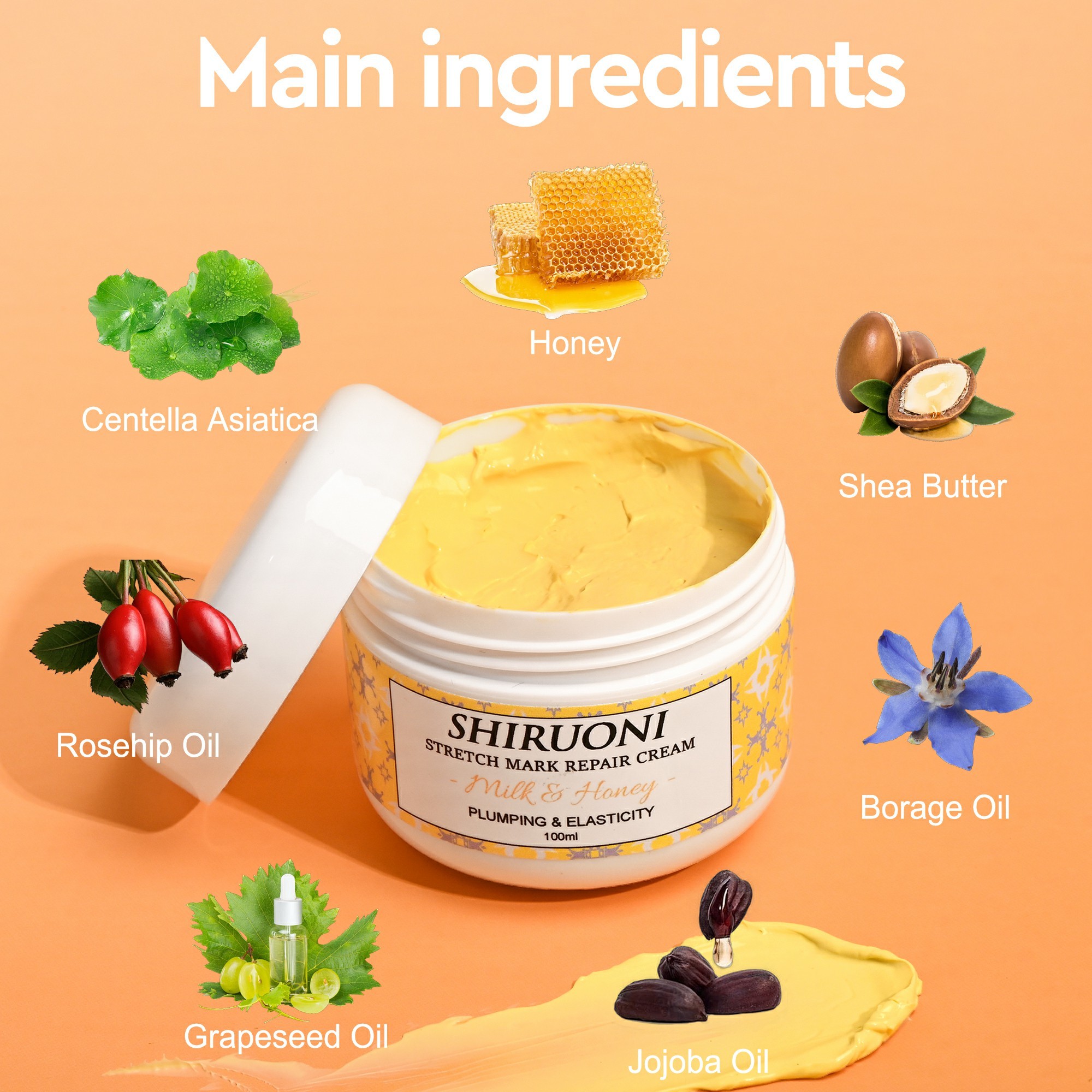 stretch mark care oem cream factory with centella asiatica and shea butter