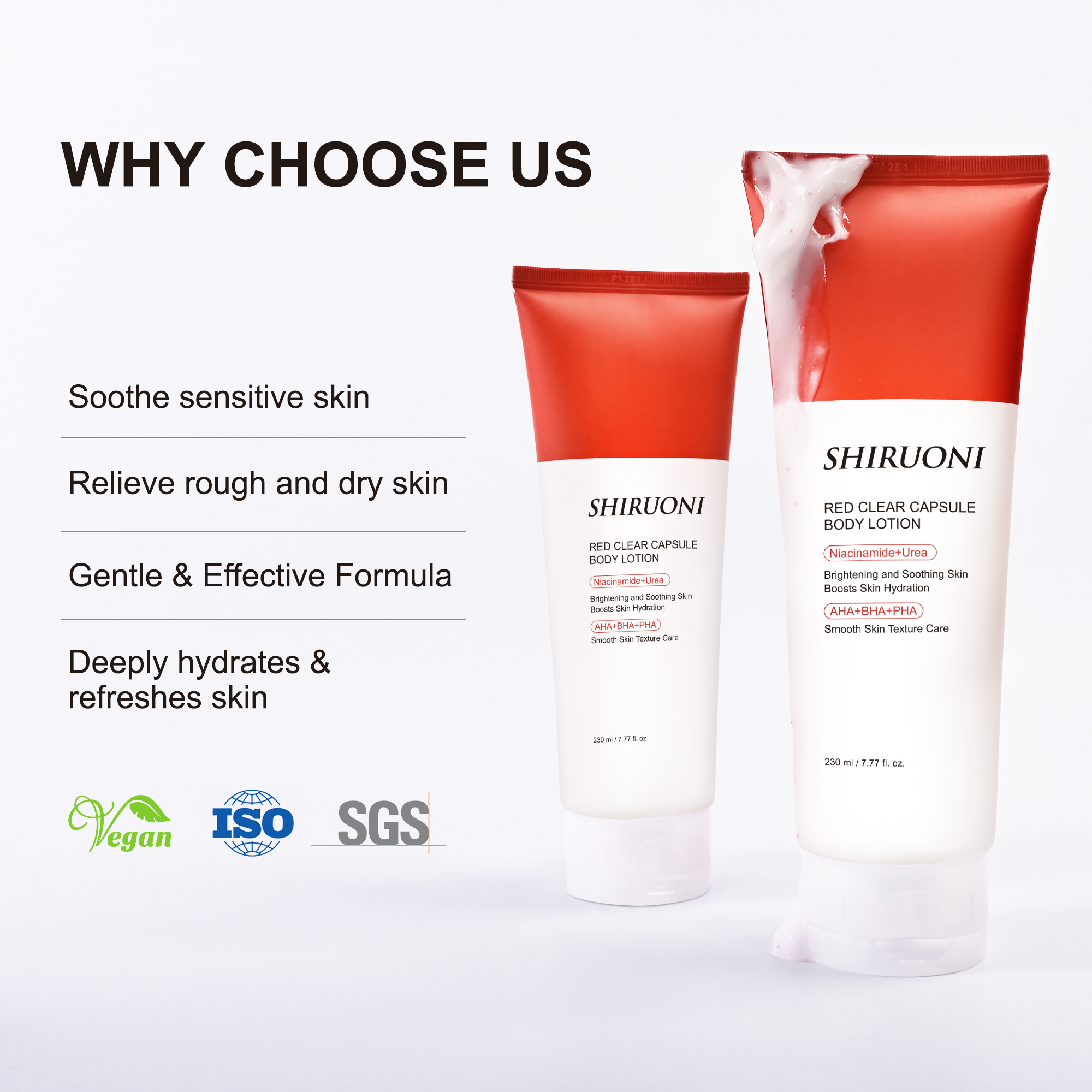 red clear capsule body lotion oem private label manufacturer
