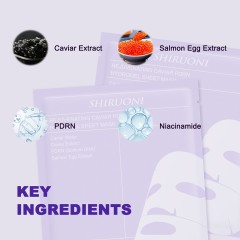 Caviar extract and PDRN hydrogel mask for anti-aging skincare