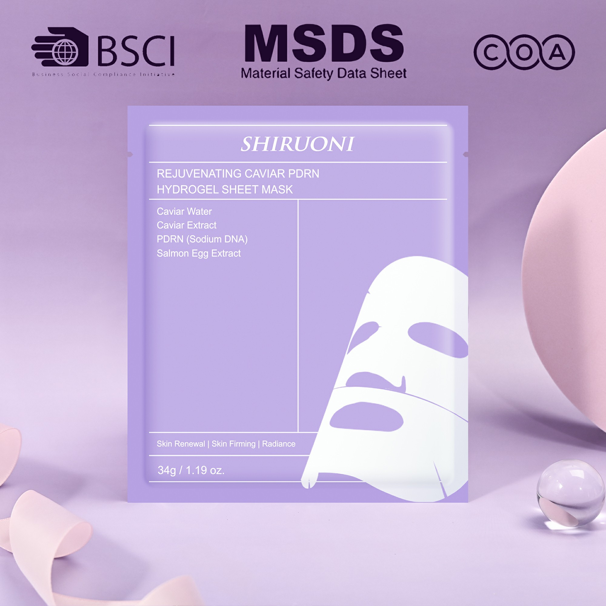Custom PDRN hydrogel mask for radiance and skin repair