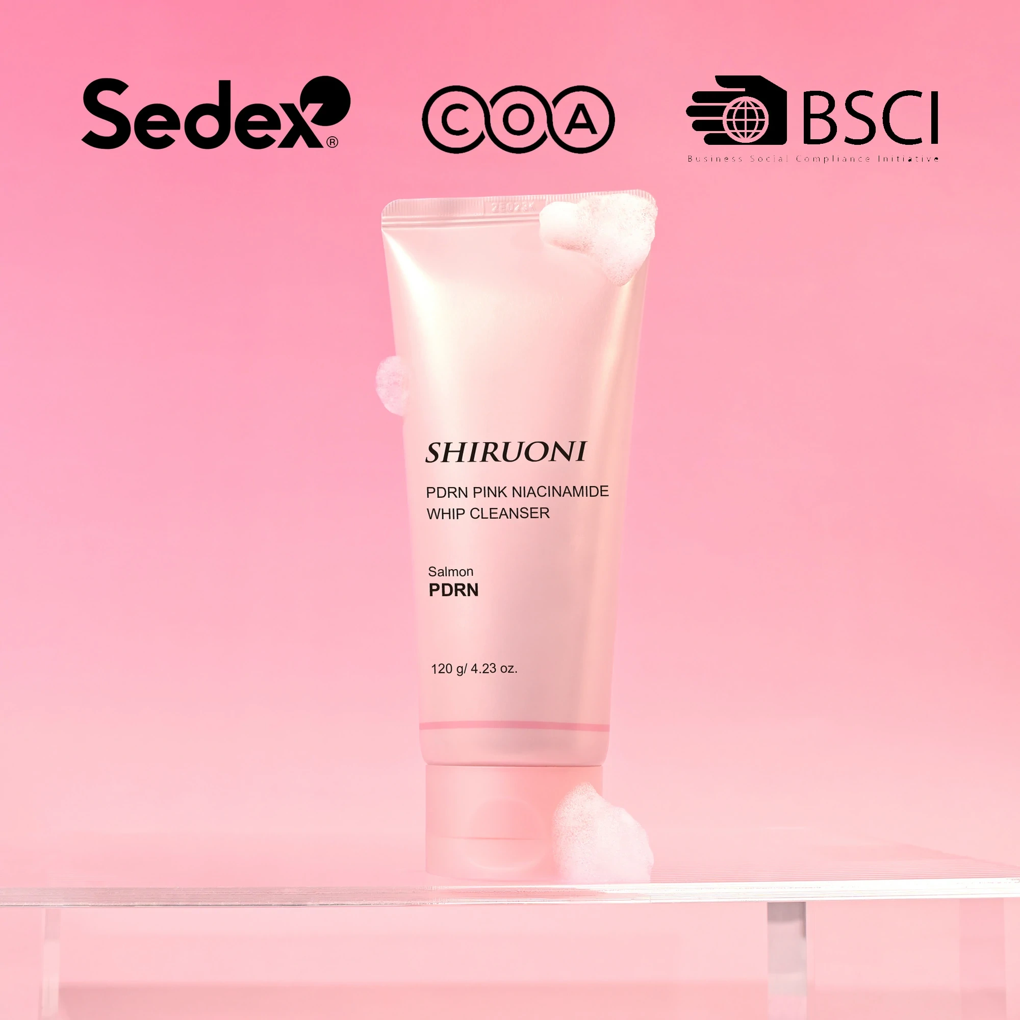 Private label niacinamide cleanser with PDRN skincare factory