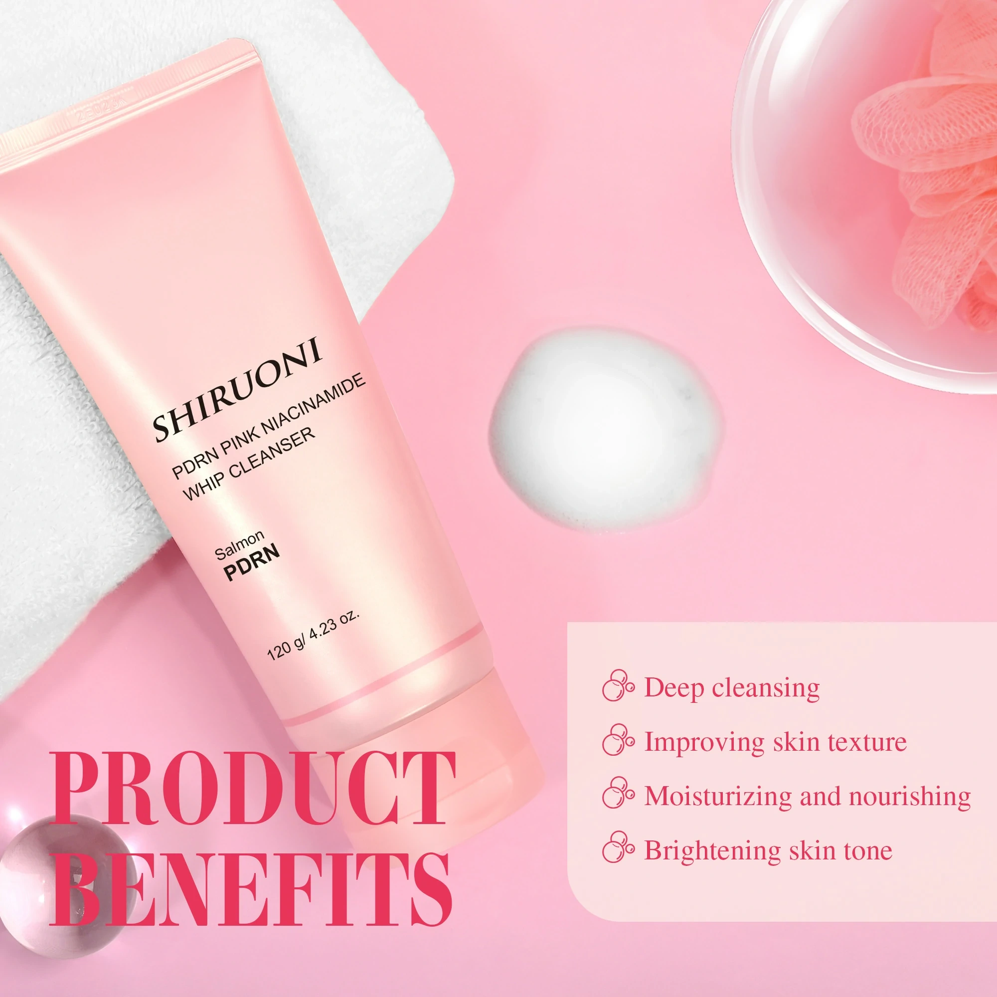 Hydrating whip cleanser with ceramides and hyaluronic acid private label
