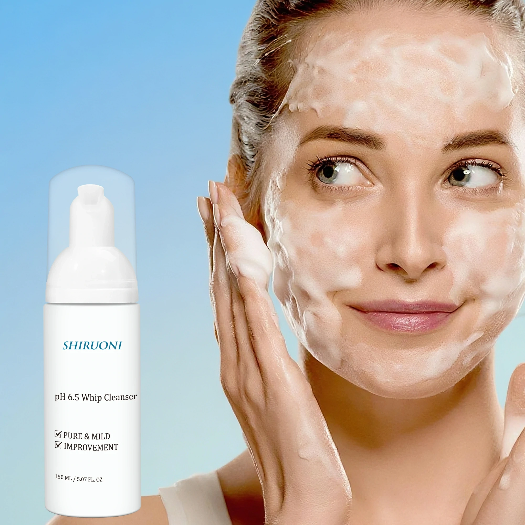 Mild hydrating whip cleanser foam texture