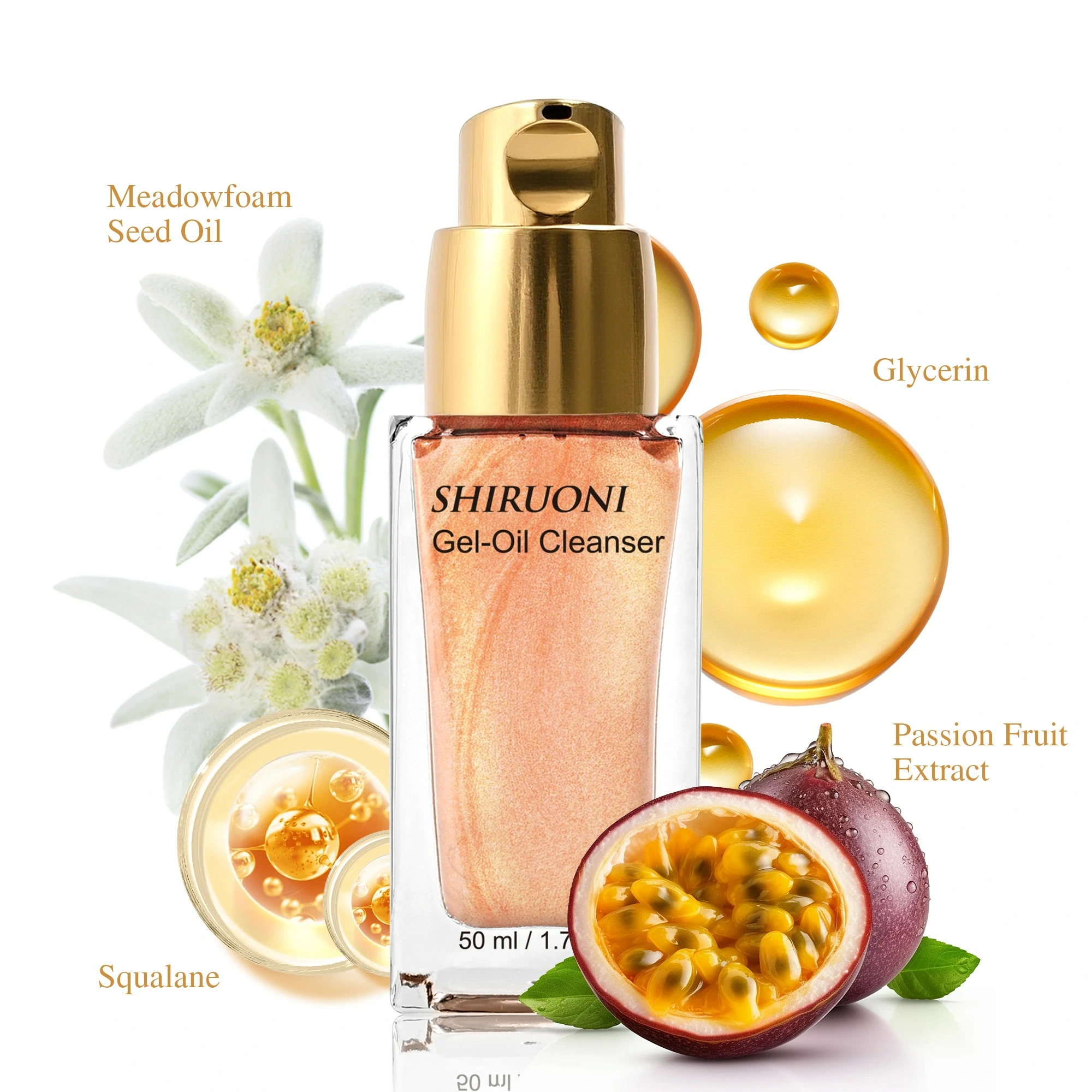 gel makeup remover texture with meadowfoam seed oil