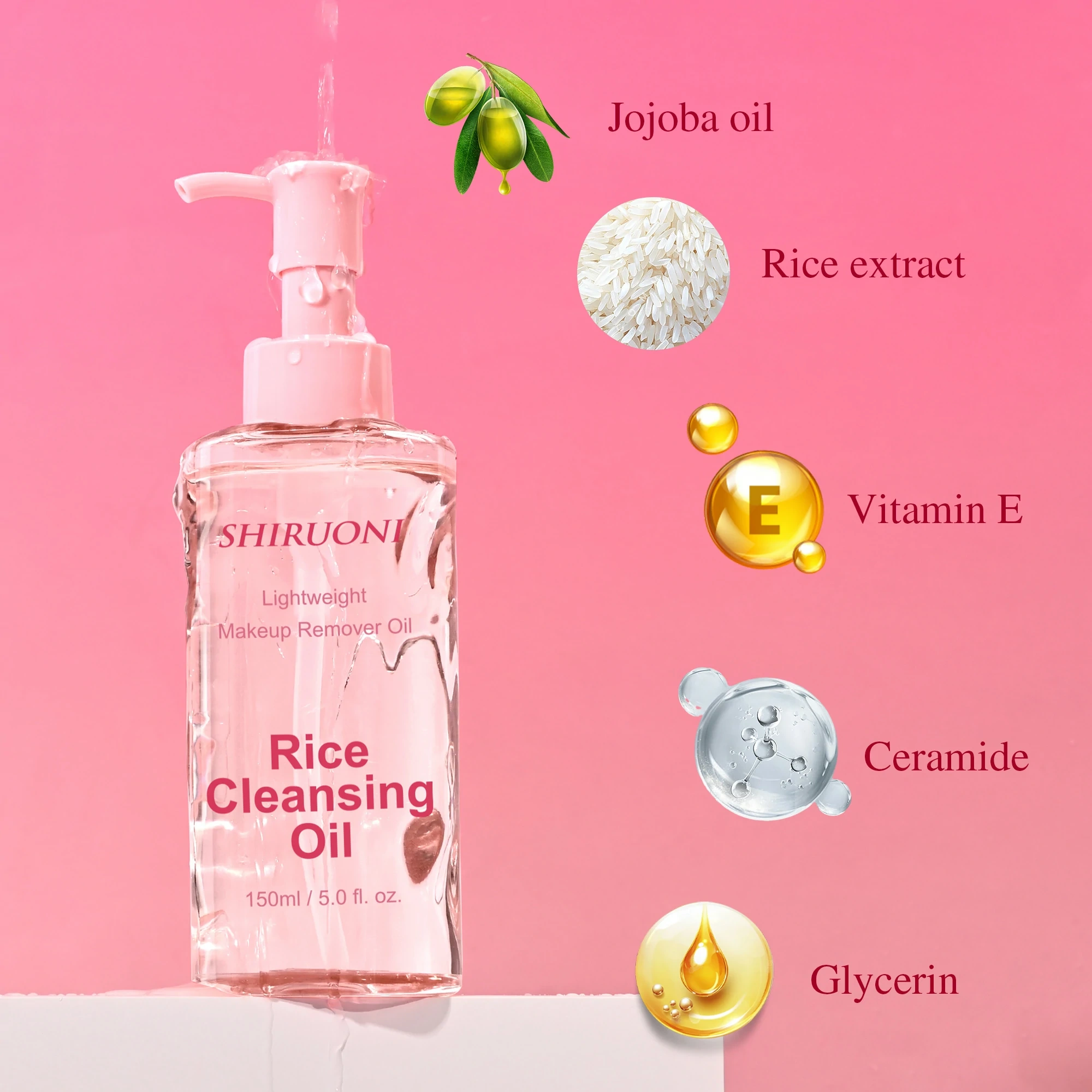 oil-based makeup remover texture with rice extract