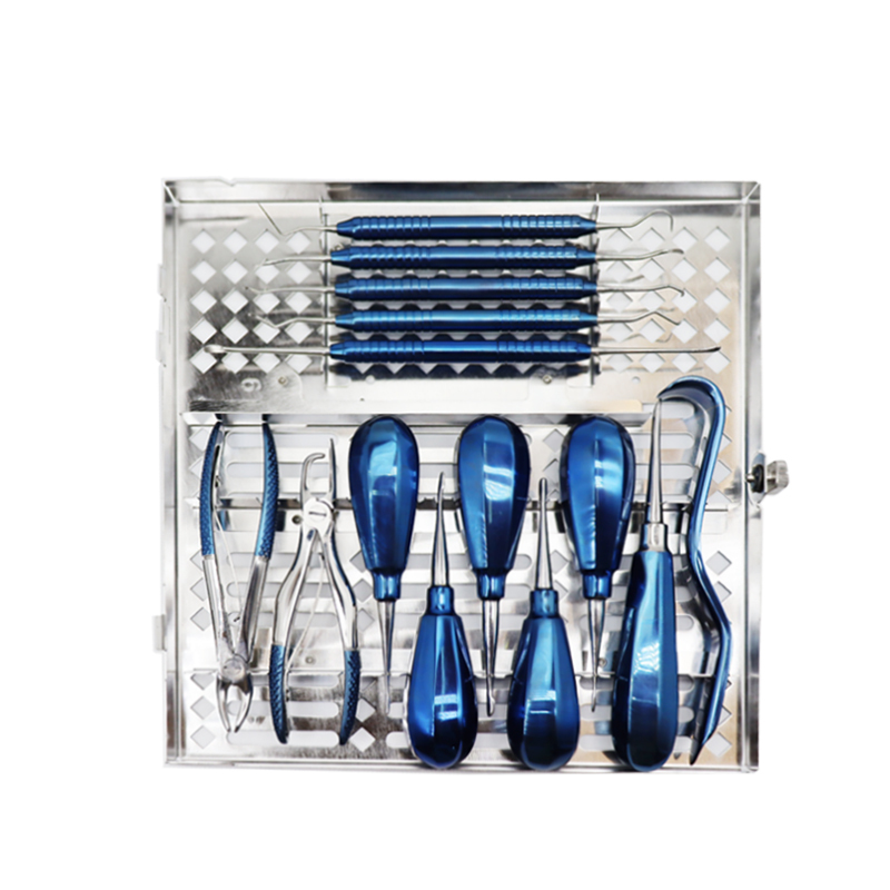 14 piece dental instrument set- deep blue with box