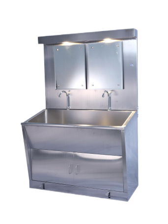 Stainless steel single person medical sink
