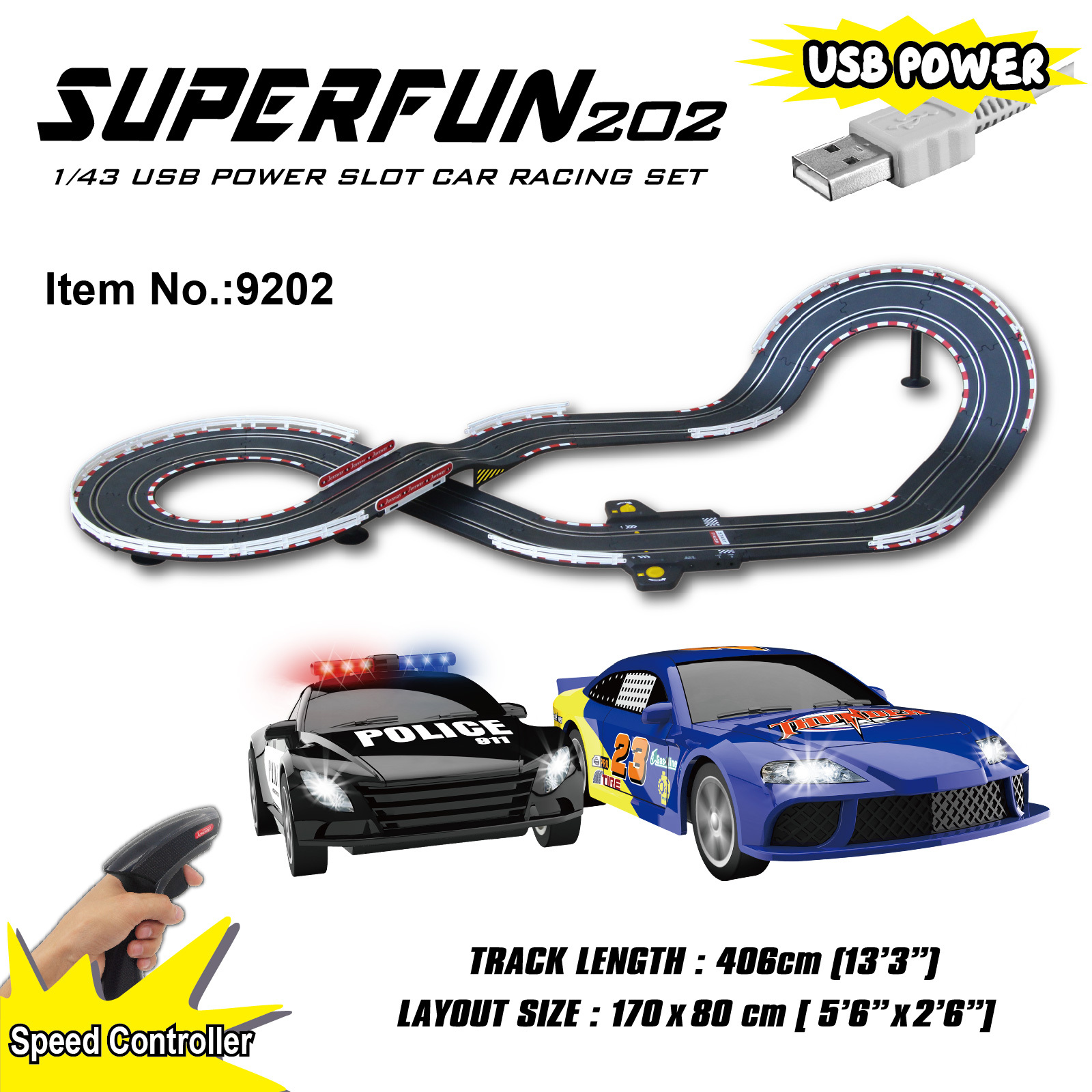Joysway SuperFun Slot Car Racing Set 9202