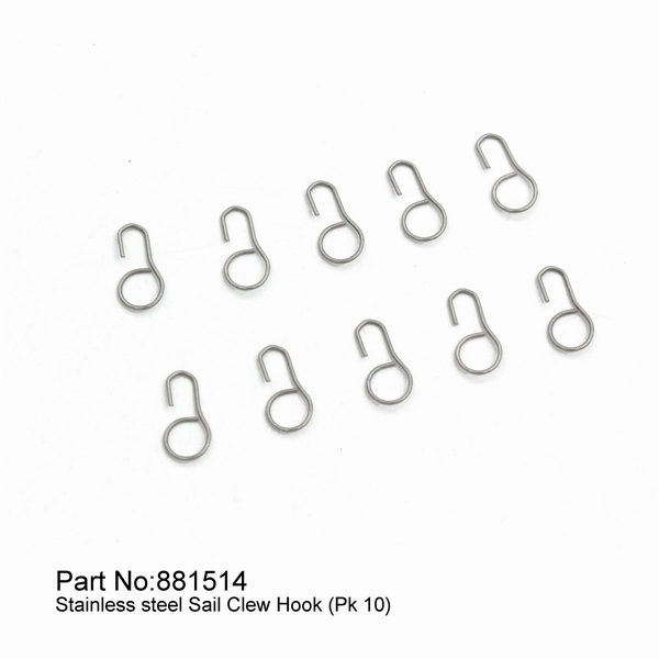 【Item No.:881514】Stainless steel Sail Clew Hook (Pk 10)