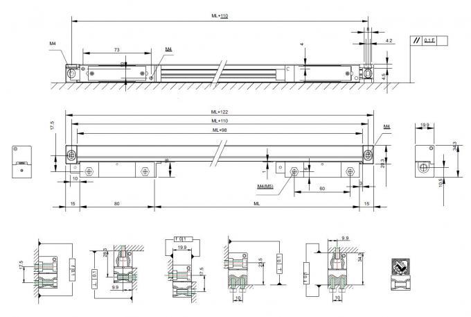 50 500 Mm 0.02mm Linear Dro Scale Micro Linear Encoder For Milling Machine