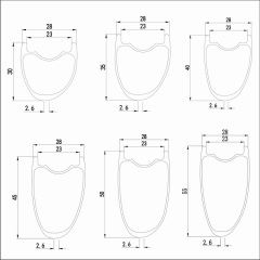 700C Hookless Road Gravel Carbon Rims 28mm External Width 23mm Internal Width Disc Brake Super Light