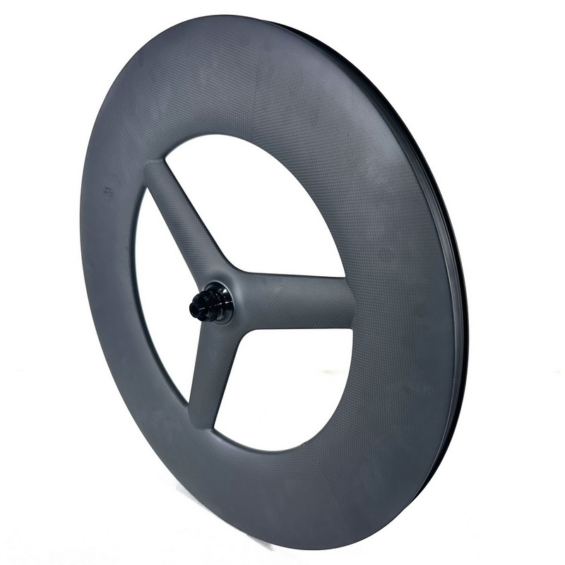 700C Tri Spoke Carbon Wheels Time Trial Bicycle Wheels 120mm Height 28mm Wdith Tubeless With Hook Hookless