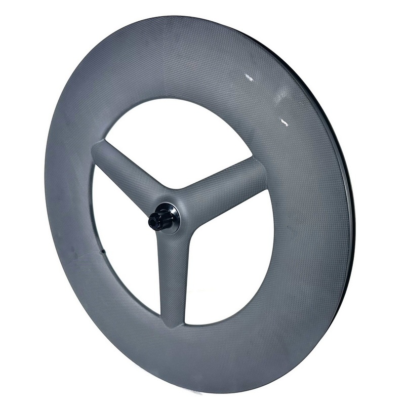 700C Tri Spoke Carbon Wheels Time Trial Bicycle Wheels 120mm Height 28mm Wdith Tubeless With Hook Hookless