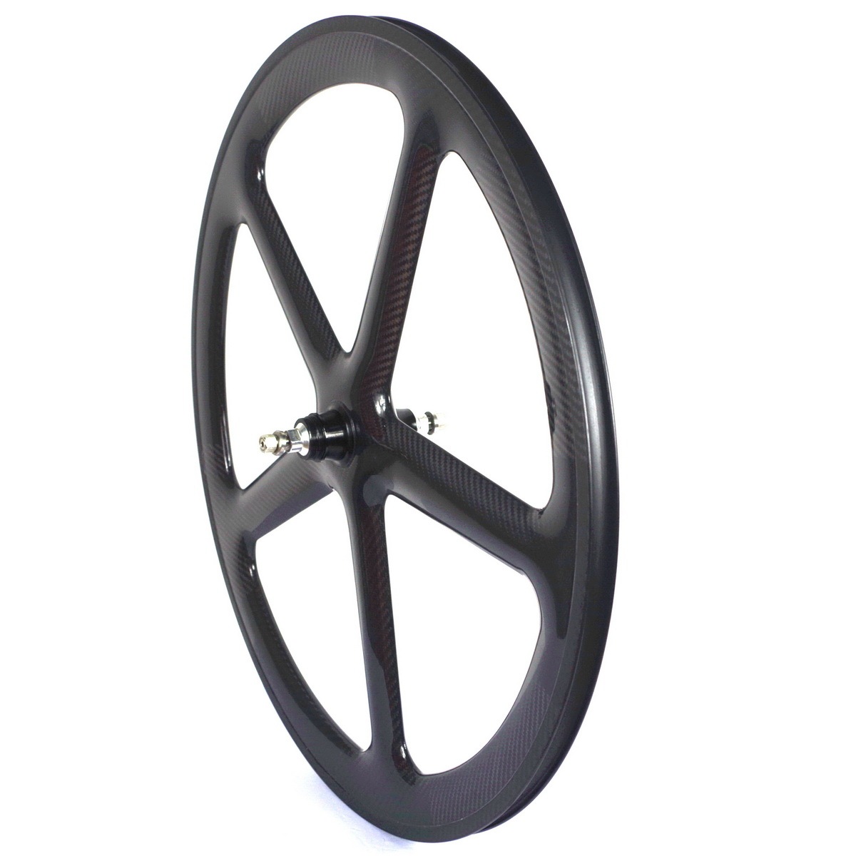 700C 5 Spoke Track Bike Carbon Wheels 50mm Depth 24mm External Width Clincher Tubular Fixed Gear Wheels