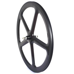 700C 5 Spoke Track Bike Carbon Wheels 50mm Depth 24mm External Width Clincher Tubular Fixed Gear Wheels