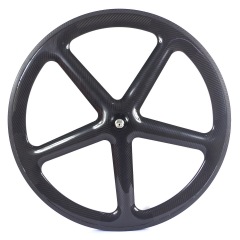 700C 5 Spoke Track Bike Carbon Wheels 50mm Depth 24mm External Width Clincher Tubular Fixed Gear Wheels
