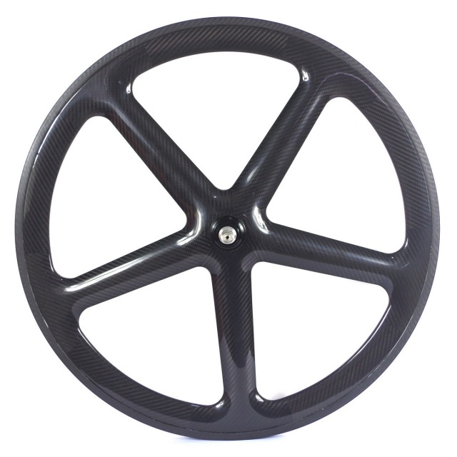 700C 5 Spoke Track Bike Carbon Wheels 50mm Depth 24mm External Width Clincher Tubular Fixed Gear Wheels