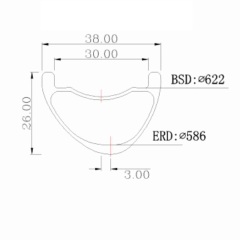 29ER Super Light MTB Carbon Rims 38mm Width 26mm Height Low Profile Asymmetric Mountain Bicycle Rims