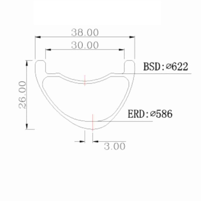 29ER Super Light MTB Carbon Rims 38mm Width 26mm Height Low Profile Asymmetric Mountain Bicycle Rims
